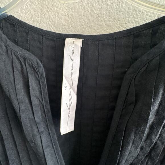 Raquel Allegra Black Cotton Pintuck Blouse 0 Small - Picture 2 of 9